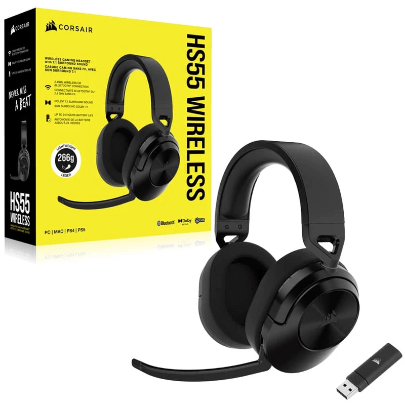 Headset sem fios HS55 Carbono