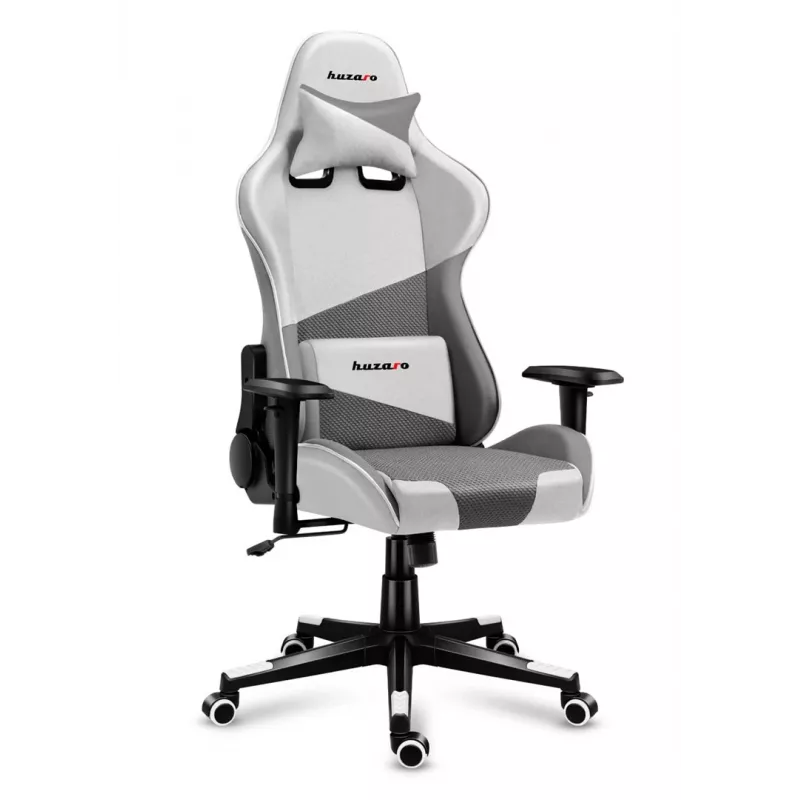 Cadeira gaming Huzaro Force 6.2 tipo balde (assento concha) cinzenta, branca