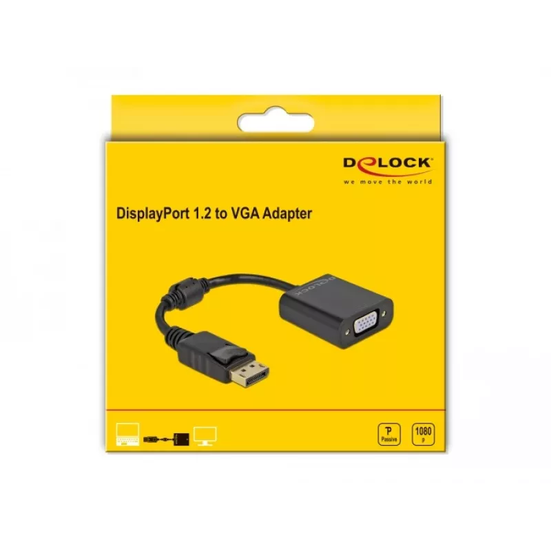 Adaptador DisplayPort 1.2 macho para VGA fêmea DeLOCK 61006