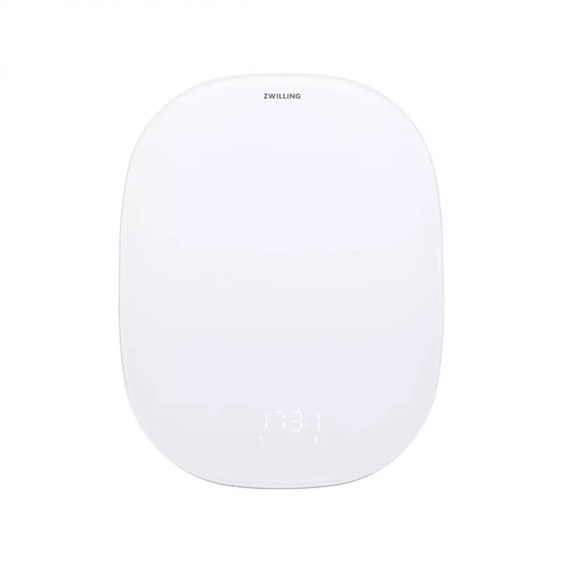 Balança de cozinha eletrónica ZWILLING Enfinigy Prateado Branco — capacidade 10 kg, precisão 1 g, ecrã LCD