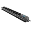 Proteção contra sobretensões Qoltec 50113 preto 8 saídas AC 230 V 1,8 m