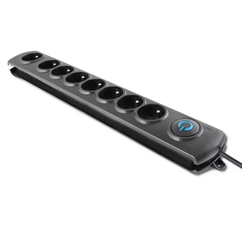 Proteção contra sobretensões Qoltec 50113 preto 8 saídas AC 230 V 1,8 m