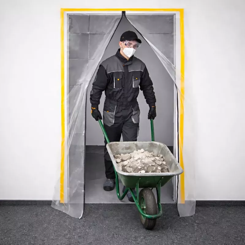 Porta de proteção contra pó para obras XXL, cortina de pó 230x135 reta