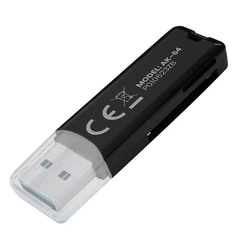 Leitor de cartões SAVIO AK-64 USB 3.2 Gen 1 saída tipo A, ranhura MicroSD, 5000 Mbit/s, preto