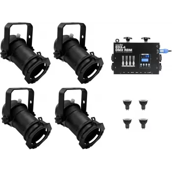Conjunto de spots PAR-16 EUROLITE dim2warm EDX-4 DMX RDM LED dimmer pack (modelo 20000694)