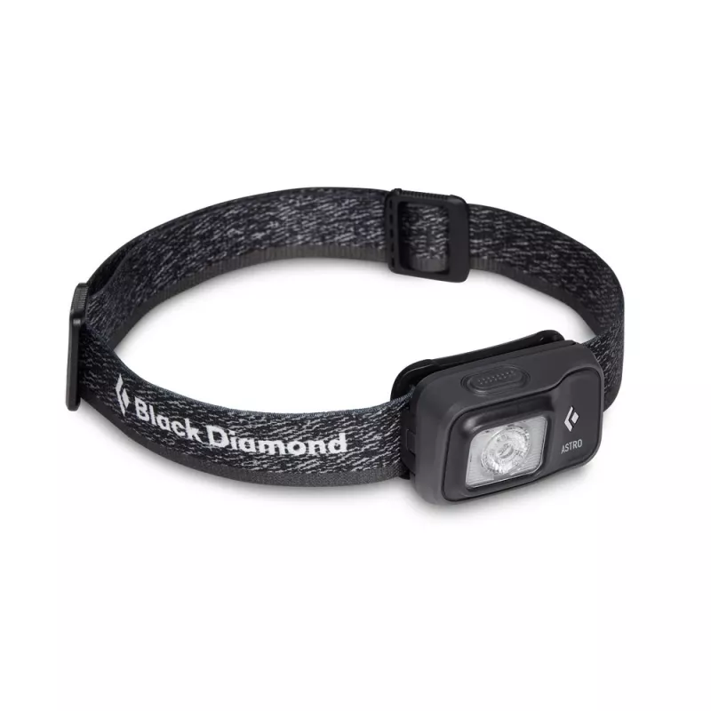 Lanterna Diamond Astro 300 preta, faixa de cabeça azul