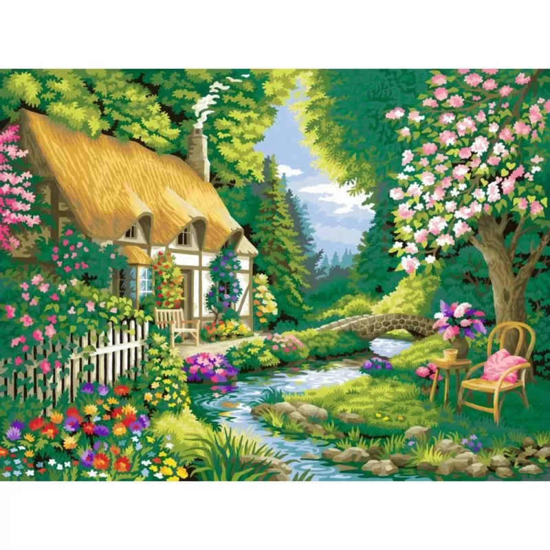 Ravensburger CreArt kit de pintura por números Landhaus am Fluss (Casa de campo junto ao rio)