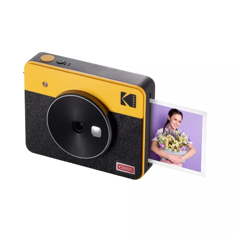 Máquina fotográfica instantânea Kodak Mini Shot 3 Retro C300R amarela — impressão instantânea, design compacto