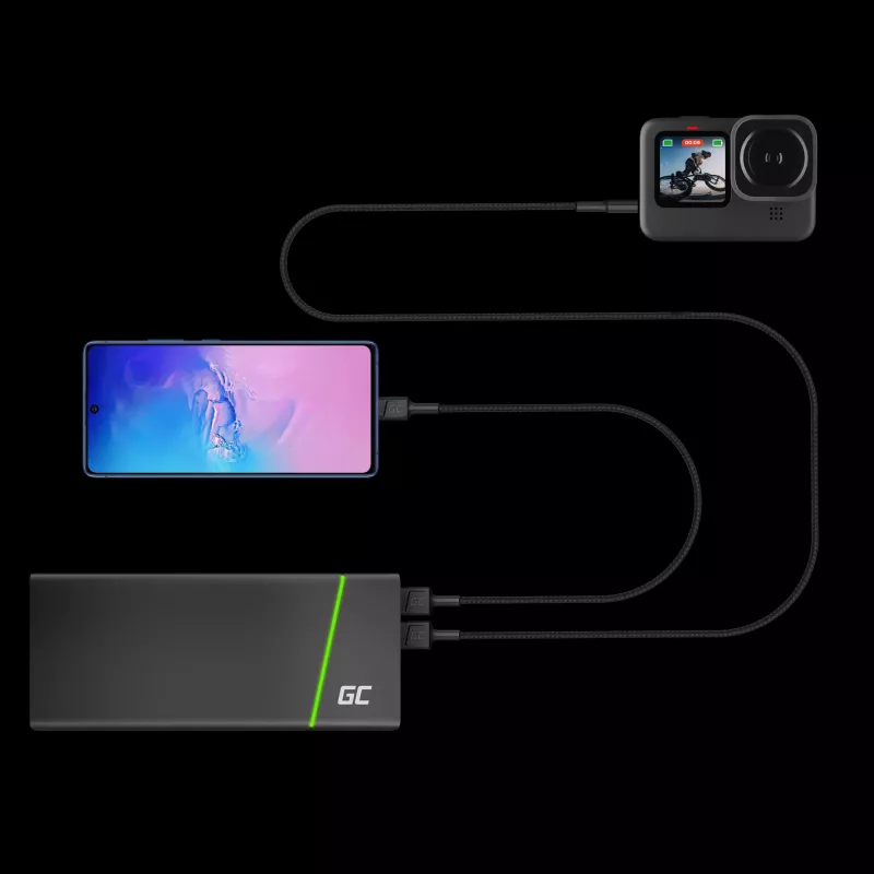 Cabo USB Green Cell KABGC19 USB 2.0 2 m USB A USB C preto