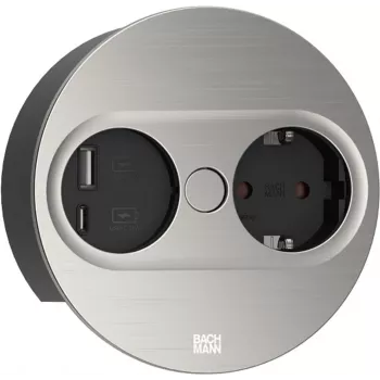 Tomada Type F Bachmann 946.004 USB A USB C Aço inoxidável