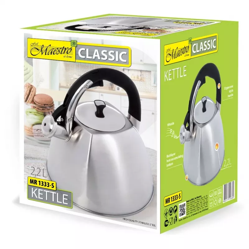 Maestro MR-1333-S chaleira, 2,2 l, aço inoxidável