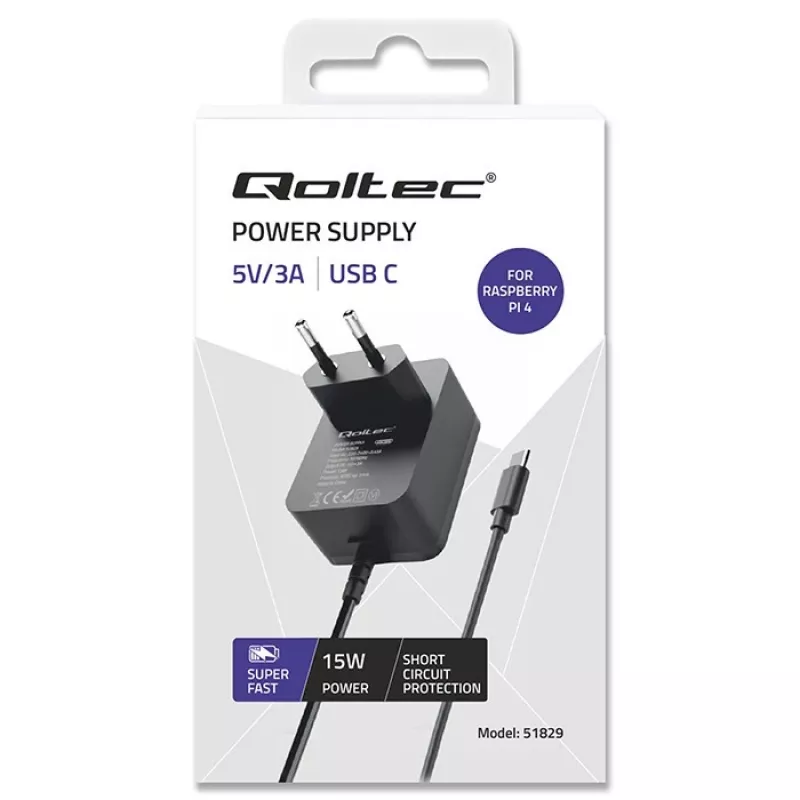 Carregador Super FAST PD para Raspberry Pi 4, USB-C