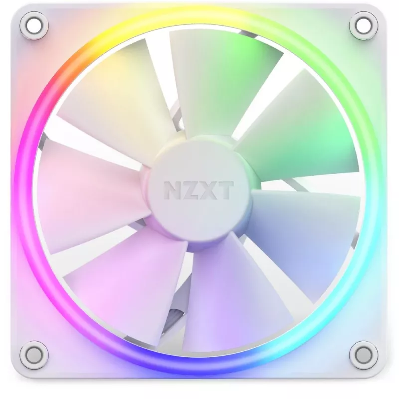 Ventoinha de caixa NZXT F120 RGB 120 mm branca, 4 pinos, 1800 rpm, 50,18 CFM, 18 LEDs