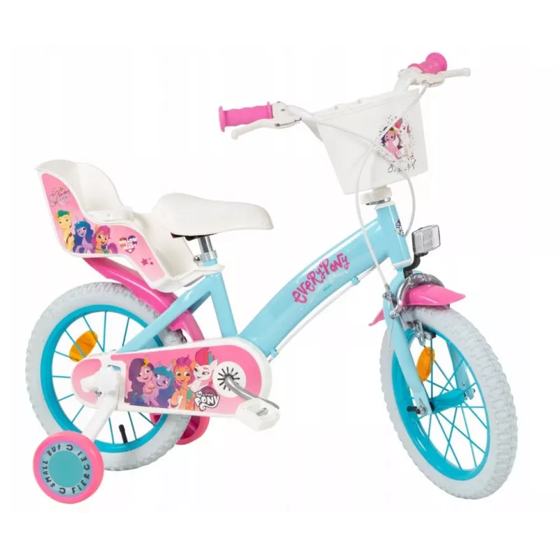 Bicicleta infantil Toimsa TOI1497 roda de 14 polegadas, tema My Little Pony, para 4–6 anos, 4 rodas, travões de aro dianteiro/traseiro