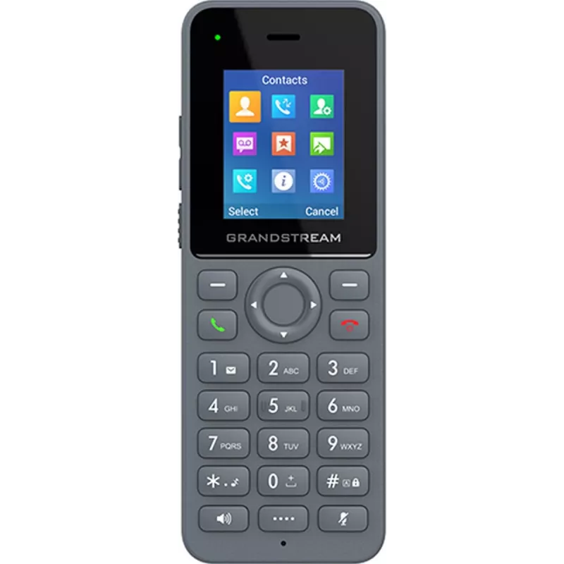 Grandstream DP725 auscultador sem fios DECT HD, ecrã TFT a cores de 1,8 polegadas, 20 contas/linhas SIP, push-to-talk, cinzento