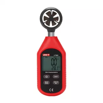 Anemómetro manual Unit UT363 — medição de velocidade do vento e temperatura, aparelho de medição portátil compacto