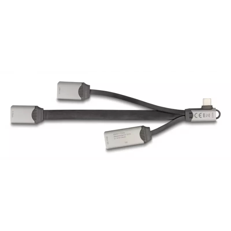 Hub USB 3.2 Gen 1 Type-C DeLOCK 64303 5000 Mbit/s cinzento