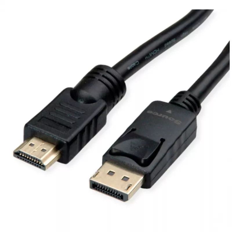 Adaptador de cabo de vídeo ROLINE 11.04.5776 7.5m HDMI Type-A DisplayPort preto