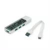 Hub USB 3.2 Gen 1 móvel ROLINE, 4 portas, cabo de ligação Type-A+C