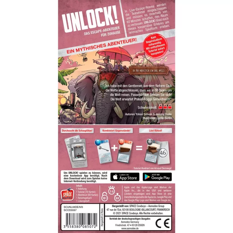 Unlock In 80 Minuten um the world, jogo de cartas