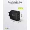 Carregador duplo rápido USB-C, PD, GaN, 65 Watt (preto, 1x USB-C, 1x USB-A, Power Delivery)