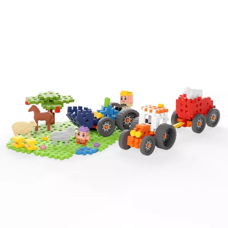 Blocos de construção Marioinex Farmer Tractor Meadow – 110 peças, para crianças a partir dos 6 anos, conjunto multicolorido