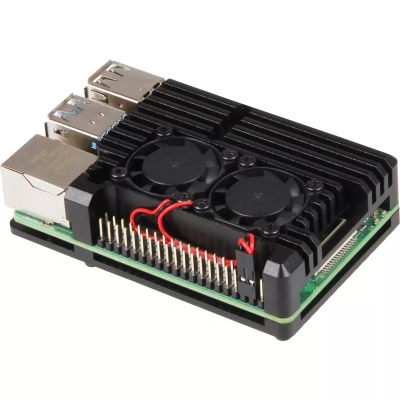 JOY-IT RPI CASE ALU07F - Caixa para Raspberry Pi 4, alumínio, ventoinha, preto (RB-ALUCASEP4+07FAN)