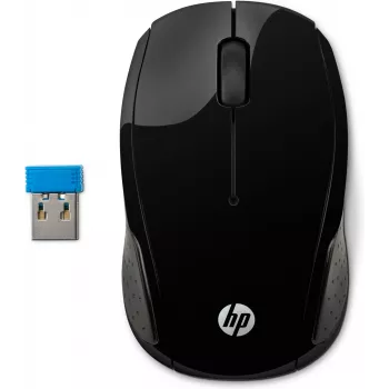 HP Rato sem fios 200, ambidestro, ótico, RF Wireless, 1000 DPI, preto