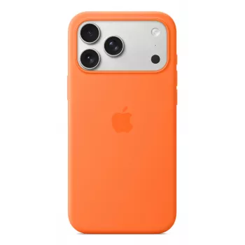 Capa de silicone Apple iPhone 17 Pro Max com MagSafe laranja