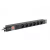 Unidade de distribuição de energia LANBERG PDU-06E-0200-BK — 6 saídas Type-E, 16 A, cabo de 2 m, rack 1HE, 220–250 V