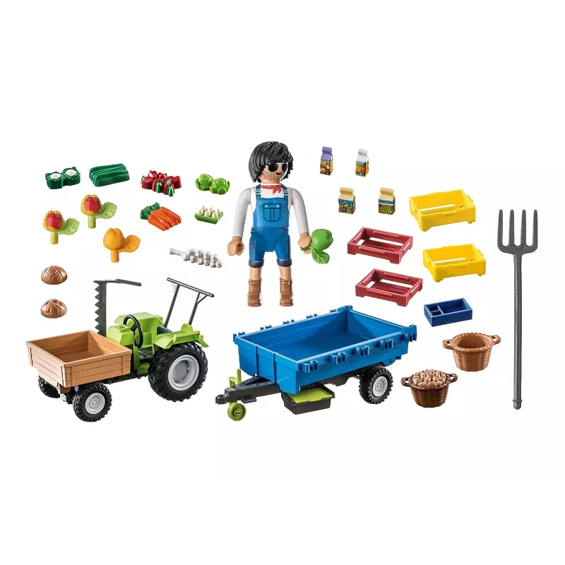 Playmobil ceifeira-debulhadora com atrelado - jogo simbólico e brincadeira imaginativa para crianças dos 6 aos 9 anos - Fat Brain Toys