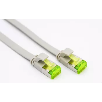 Helos - Cabo de patch - RJ-45 (M) para RJ-45 (M) - 30 cm - U/FTP - CAT 6a - plano - cinzento