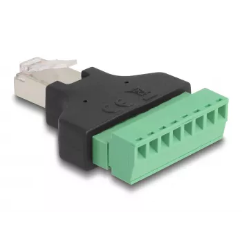Adaptador DeLOCK RJ45 macho > bloco de terminais 8 polos 2 peças 3,81 mm