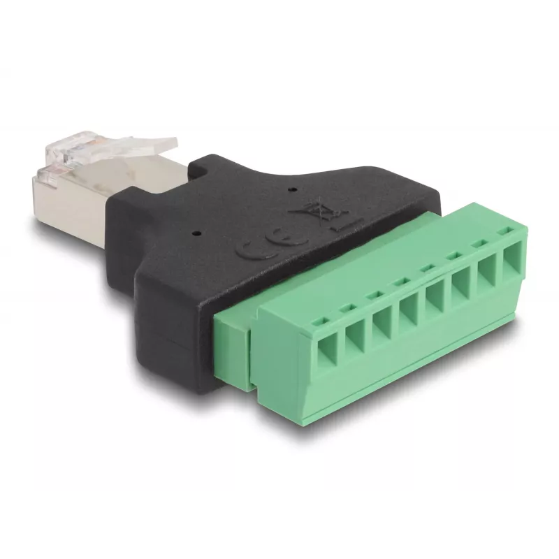 Adaptador DeLOCK RJ45 macho > bloco de terminais 8 polos 2 peças 3,81 mm