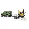 BRUDER Land Rover Defender com atrelado CAT e figura, veículo de brinquedo