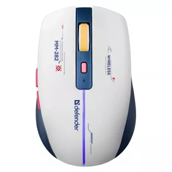 Rato gaming sem fios DEFENDER MM-282 RF — ambidestro, ótico 1800 DPI, 5 botões, USB, alimentado por pilhas