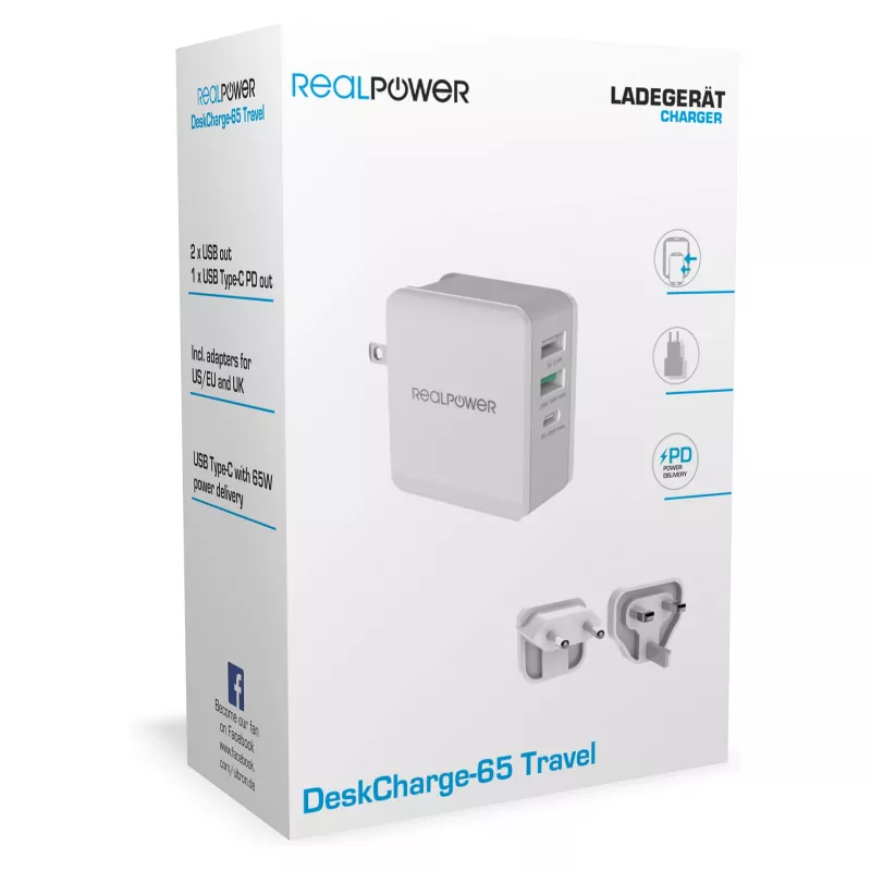 RealPower Carregador DeskCharge-65 Travel 65W
