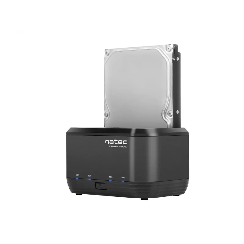Docking station para discos 2,5/3,5 USB 3.0 Natec Kangaroo Dual, função de clonagem, fonte de alimentação