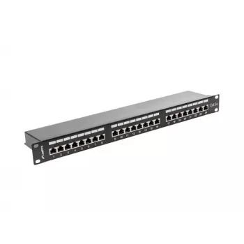 Patch panel 1U LANBERG PPS5-1024-B — 24 portas RJ-45 Cat5, metal, preto, montagem em rack