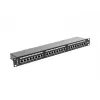 Patch panel 1U LANBERG PPS6-1024-B, 24 portas Cat6, metal, preto, 442×114,5×44,5 mm