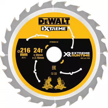 Lâmina de serra DeWALT XR FlexVolt 216 mm x 30 mm 24 dentes