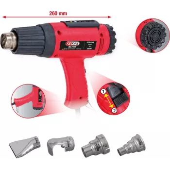 Conjunto de pistola de ar quente ks tools 960.1190 com 4 acessórios – aparelho elétrico de ar quente para aquecer, secar e para tubos termorretráteis