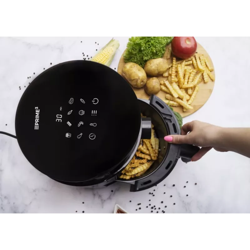 Fritadeira de ar quente PRIME3 SAF31 – 2,5 L, 1200 W, fritadeira de ar quente sem óleo, preta