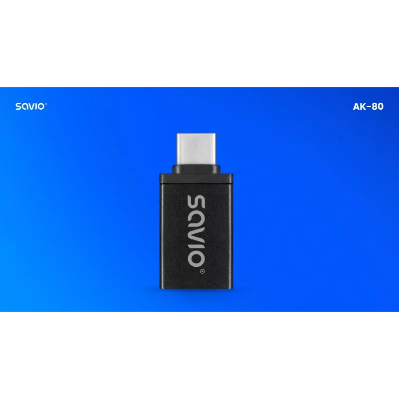Adaptador de cabo de vídeo Savio AK-80 0m USB Type-A USB Type-C preto