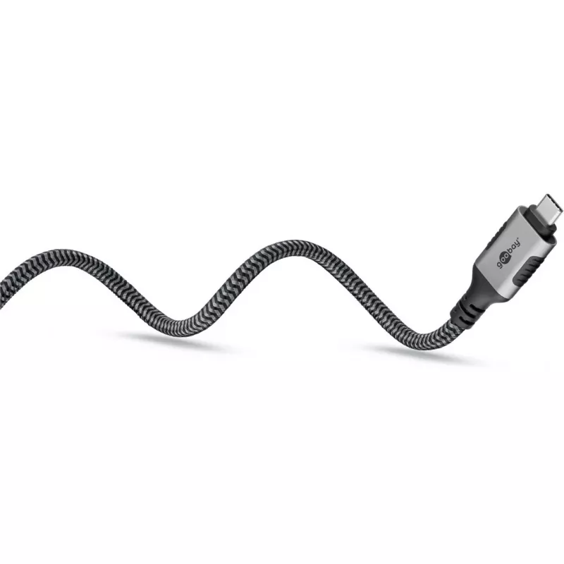 Cabo Ethernet USB-C 3.2 Gen2 macho > RJ-45 macho, adaptador LAN preto/prateado, 3 metros, revestimento têxtil entrançado