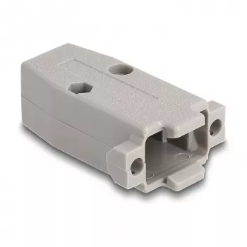 Passa-cabos DELOCK caixa D-Sub de plástico para 9 pinos macho/fêmea com vedantes de borracha, cinzento, 31,2 × 47,9 × 16,6 mm