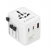 Fonte de alimentação de viagem GEMBIRD TPA-1A2C20-01-W — 20 W, USB-A (18 W) + 2× USB-C (20 W), ficha tipo E, branco