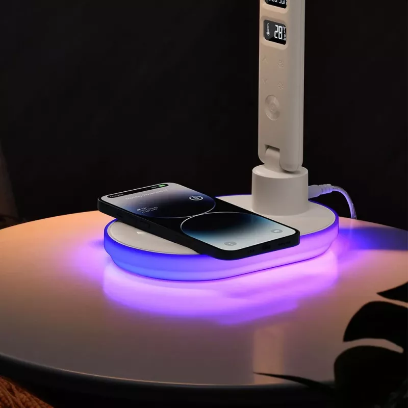 Candeeiro de mesa Hawk HW-LAMP03 branco RGB — candeeiro de secretária LED ajustável com iluminação RGB