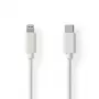 Cabo Lightning Nedis - USB 2.0 | Apple Lightning 8 pinos | conector USB-C™ | 480 Mbit/s | niquelado | 1,00 m | redondo | PVC | branco | etiqueta