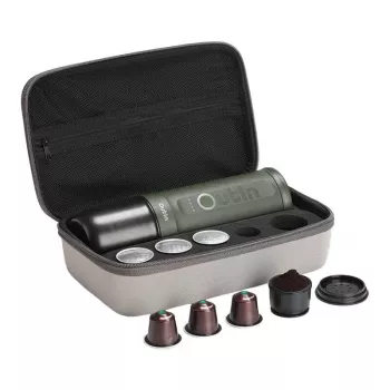 Conjunto de máquina de café portátil Outin Nano 7500mAh (verde) + capa de proteção